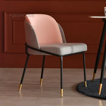 Итальянская Дизайнерская Кожаная спинка Стульев для гостиной, Тканевая Мебель для дома, отдыха, Диван на балконе, кресло, Современный Роскошный обеденный стул