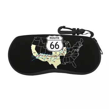 Изготовленный на заказ футляр для шоссейных очков Route 66 USA Портативная карта Футляр для очков Mother Road Shell Коробка для солнцезащитных очков