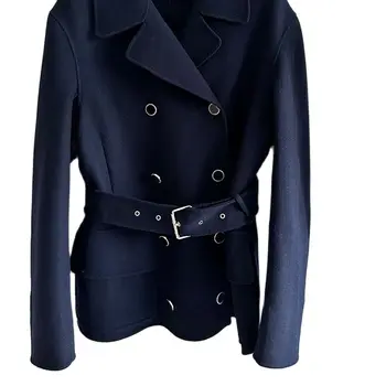 Зимняя Винтажная шерстяная куртка 2023 года, Подиумный дизайн, Шикарный Двубортный пояс с лацканами, пальто средней длины, женские Офисные Модные топы
