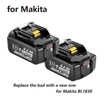 Для 18V Makita Battery 6000mAh Аккумуляторная Батарея Для Электроинструментов со Светодиодной Литий-ионной Заменой LXT BL1860B BL1860 BL1850