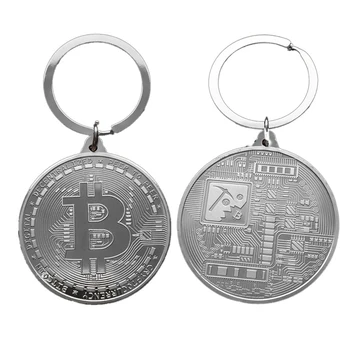Брелок для ключей в виртуальной валюте Bitcoin, Американское золото, Памятная монета, Металлический кулон, Креативный подарок