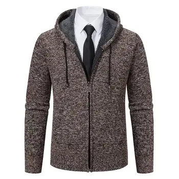 Мужские свитера на молнии, куртки, куртка с капюшоном, мужской Приталенный вязаный свитер, Толстый кардиган, свитер, пальто, Зимнее теплое пальто, верхняя одежда
