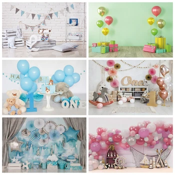 Фотофоны для вечеринки по случаю дня рождения Laeacco, воздушные шары, Звезды, Медведи, подарочный торт, фоны для фотосъемки новорожденных, фотосессия в фотостудии