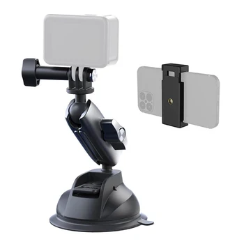 Автомобильный держатель на присоске для экшн-камеры GoPro 10 9 Insta360 Osmo, регулируемая на 360 ° со стандартным креплением-адаптером 1/4 