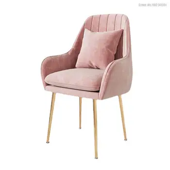 Легкие Роскошные стулья для гостиной, стул для макияжа в спальне, Простой стул со спинкой, Мебель для дома в Северной Европе с подушками