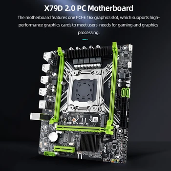 Игровая материнская плата X79D 2.0 с интерфейсом M.2/USB2.0/PCI-E 4X 16X Двухканальная память DDR3 64G Материнская плата ATX 5.1 Каналов E5