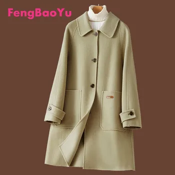 Fengbaoyu/ Осенне-Зимнее Двустороннее Кашемировое Женское пальто с Длинным Кукольным воротником, Шерстяное пальто, Теплая Эластичная Женская одежда Высокого класса