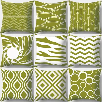 Зеленый Чехол для подушки на заказ, домашняя Декоративная наволочка с квадратной волной, диванная подушка 45 *45 см