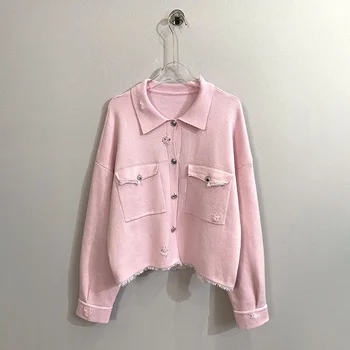 Пальто Jenny's Same Style с небольшим ароматом, розовое пальто с кисточками, женская новая повседневная куртка сезона Весна 2023, топовый тренд