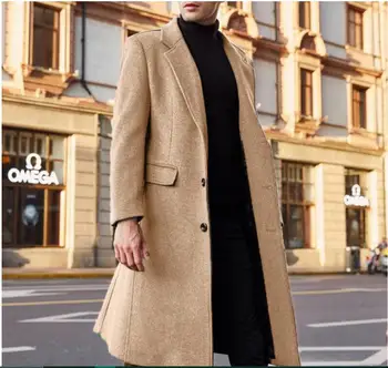 Модное шерстяное пальто, мужские зимние пальто, длинное толстое деловое войлочное пальто, мужские шерстяные пальто garaouy rarf, мужское пальто, мужской тренч