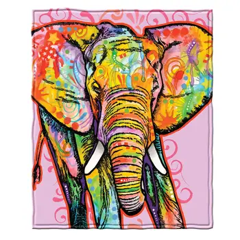 Красочное фланелевое одеяло в виде слона Мягкое теплое одеяло Dean Russo Elephant Пледы для любителей слонов Подарки для дивана-кровати