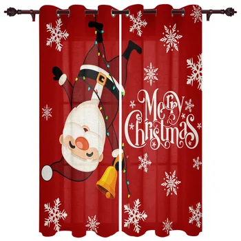 Рождественские шторы со снежинками Санта-Клауса для спальни, гостиной, Обработки штор, жалюзи, шторы для кухни, домашнего декора.