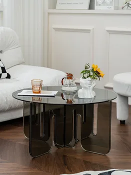 Круглый журнальный столик из скандинавского акрила, мебель для дома, Роскошная гостиная, Центральный стол, Креативный дизайн, Стеклянные Маленькие круглые чайные столики