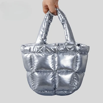 Новая стильная маленькая женская сумка из мягкого пуха, модная хлопковая сумка через плечо с квадратным наполнением, хлопковая сумка через плечо с квадратным наполнением