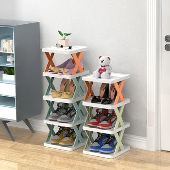 Многослойная компактная складная полка для обуви Простые пластиковые полки для хранения обуви в гостиной спальне
