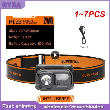 1 ~ 7ШТ Мини-Суперяркая светодиодная фара HL23 Индукционная Фара USB C Перезаряжаемый Портативный Головной фонарик Кемпинг Рыбалка